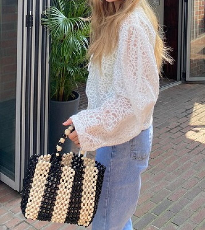 画像6: Woman’s classic hand beaded bag   ビーズレトロクラフトトートバック (6)