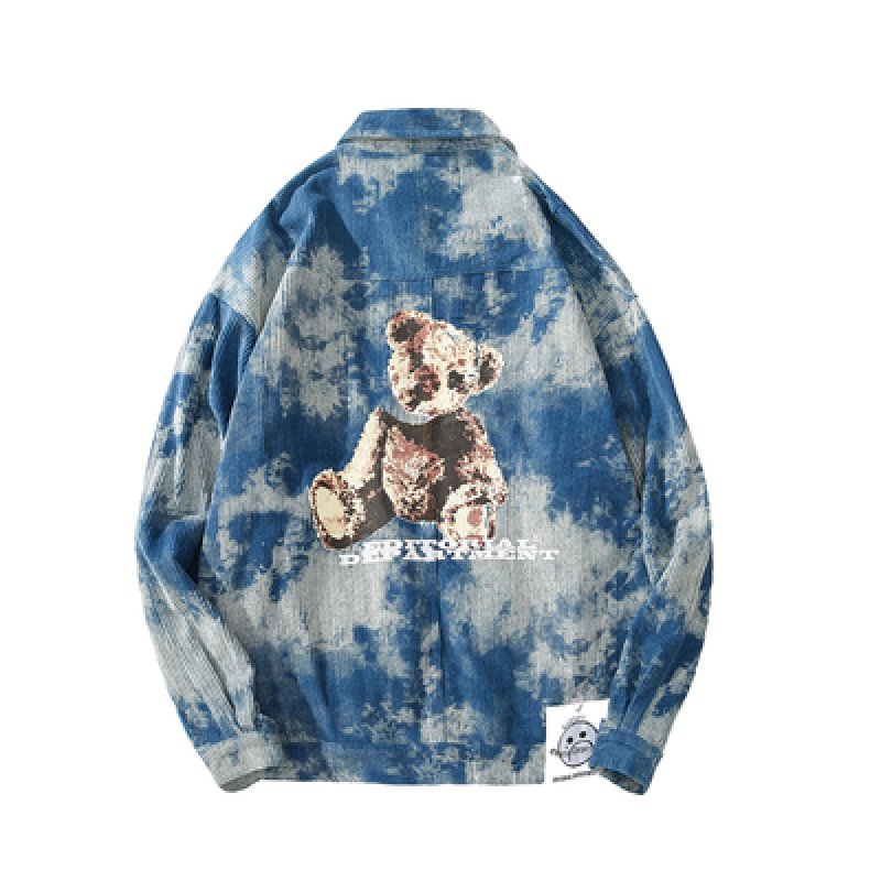 画像2:  lazy bear print loose corduroy jacket  men and women loose  jacket 　レイジーベアプリントルーズコーデュロイジャケットオーバーサイズジャケットユニセッ クス男女兼用 (2)