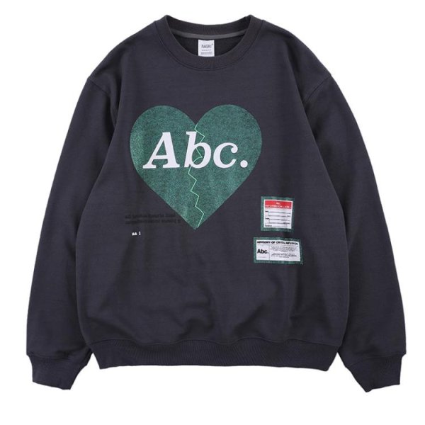 画像1: Men's Unisex love ABC letters round neck loose sweater　ユニセックス 男女兼用ABCハートロゴスウェットシャツ　トレーナー (1)