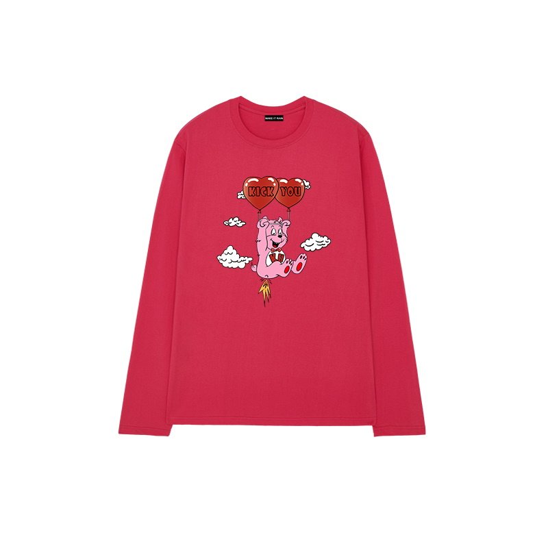 画像3: Men's Unisex loving bear  Loose T-shirt ユニセックス 男女兼用ラビングベアプリントオーバーサイズ長袖Tシャツ (3)