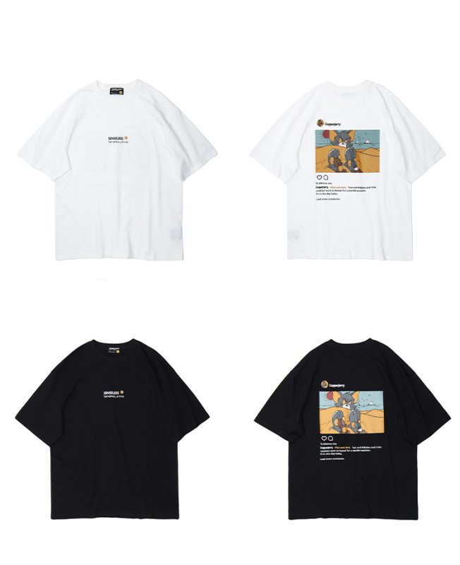 画像3: Men's TOM &JERRY alphabet cartoon anime tshirt オーバーサイズ ユニセックス 男女兼用 トム＆ジェリー プリント SENSELESS センスレス レターロゴ入り 半袖Tシャツ (3)