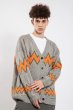 画像2: Men's Unisex  loose lightning pattern  Long Sleeve Loose Cardigan sweaterユニセックス 男女兼用オーバーサイズ稲妻パターン長袖カーディガン (2)