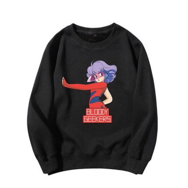 画像1: Men's Unisex  magical girl print long-sleeved round neck plus velvet sweater   ユニセックス 男女兼用マジカルガールプリントオーバーサイズ長袖スウェット　トレーナー (1)