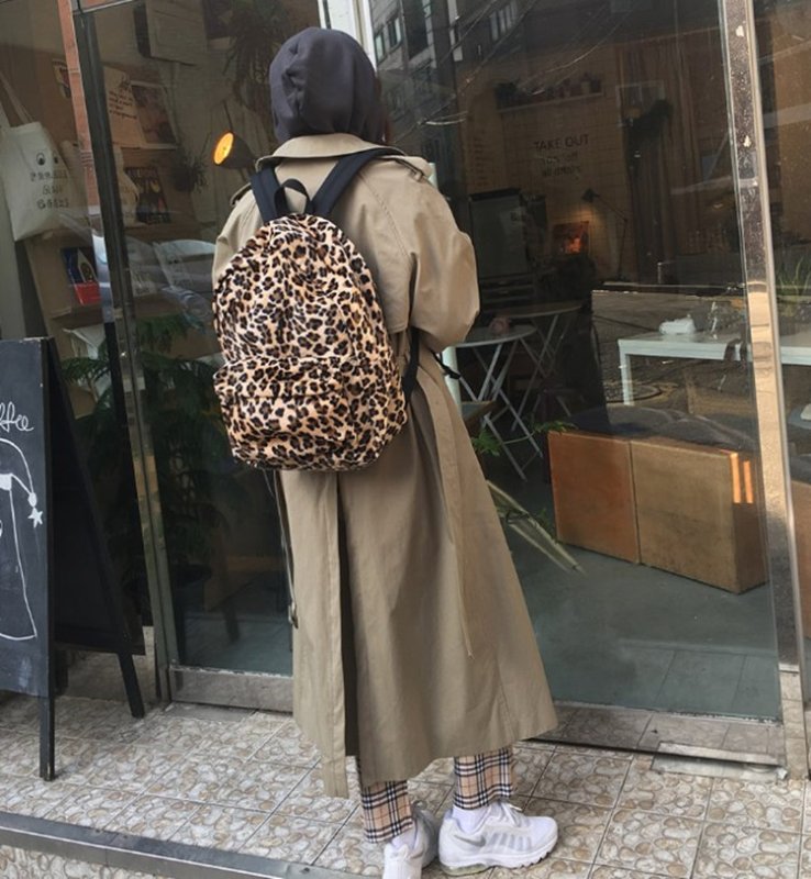 画像5: Women's  leopard canvas all-match trendy  backpack Tote shoulder Bag  レオパード ヒョウ柄バックパックショルダートートバッグ男女兼用 (5)