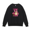 画像1: Men's Unisex  toy story spoof strawberry bear pink bear sweater   ユニセックス 男女兼用トイストーリーなりすましイチゴクマピンククマオーバーサイズ長袖スウェット　トレーナー (1)