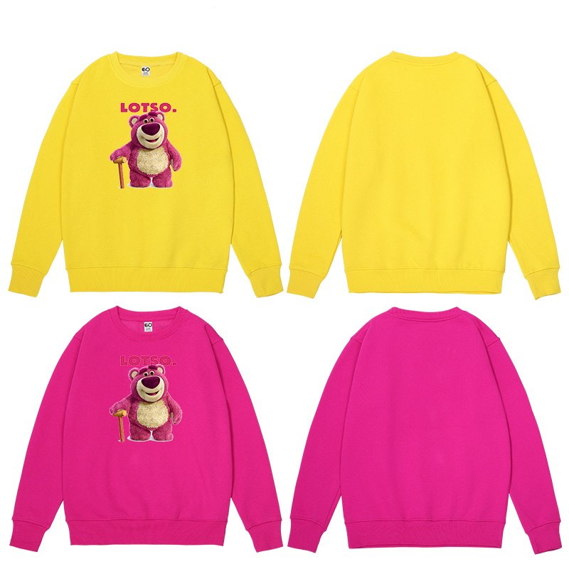 画像3: Men's Unisex  toy story spoof strawberry bear pink bear sweater   ユニセックス 男女兼用トイストーリーなりすましイチゴクマピンククマオーバーサイズ長袖スウェット トレーナー (3)