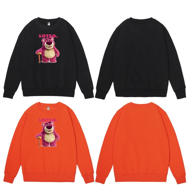 画像4: Men's Unisex  toy story spoof strawberry bear pink bear sweater   ユニセックス 男女兼用トイストーリーなりすましイチゴクマピンククマオーバーサイズ長袖スウェット トレーナー (4)