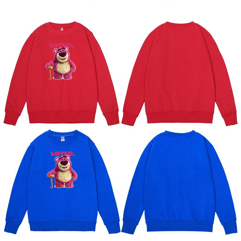画像5: Men's Unisex  toy story spoof strawberry bear pink bear sweater   ユニセックス 男女兼用トイストーリーなりすましイチゴクマピンククマオーバーサイズ長袖スウェット トレーナー (5)