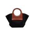 画像2: round handle stitching tote shoulder Bag 　ラウンドハンドルステッチトートショルダーハンドバッグ 男女兼用　エコバック (2)