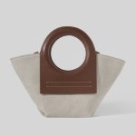 画像3: round handle stitching tote shoulder Bag 　ラウンドハンドルステッチトートショルダーハンドバッグ 男女兼用　エコバック (3)