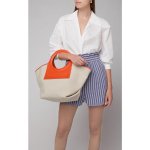 画像6: round handle stitching tote shoulder Bag 　ラウンドハンドルステッチトートショルダーハンドバッグ 男女兼用　エコバック (6)