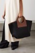 画像14: round handle stitching tote shoulder Bag 　ラウンドハンドルステッチトートショルダーハンドバッグ 男女兼用　エコバック (14)