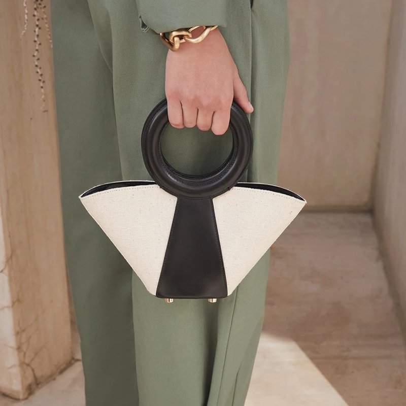 画像3:  canvas stitching contrast color one-shoulder portable messenger  tote bagコントラストカラーワンショルダーポータブルメッセンジャーバック ラウンドハンドルステッチトートショルダーハンドバッグ   (3)