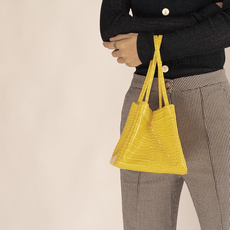 画像4: Women's three-dimensional folding crocodile pattern portable bucket bag Tote Bag 　折りたたみクロコパターンポータブルバケットバッグ トート　 (4)