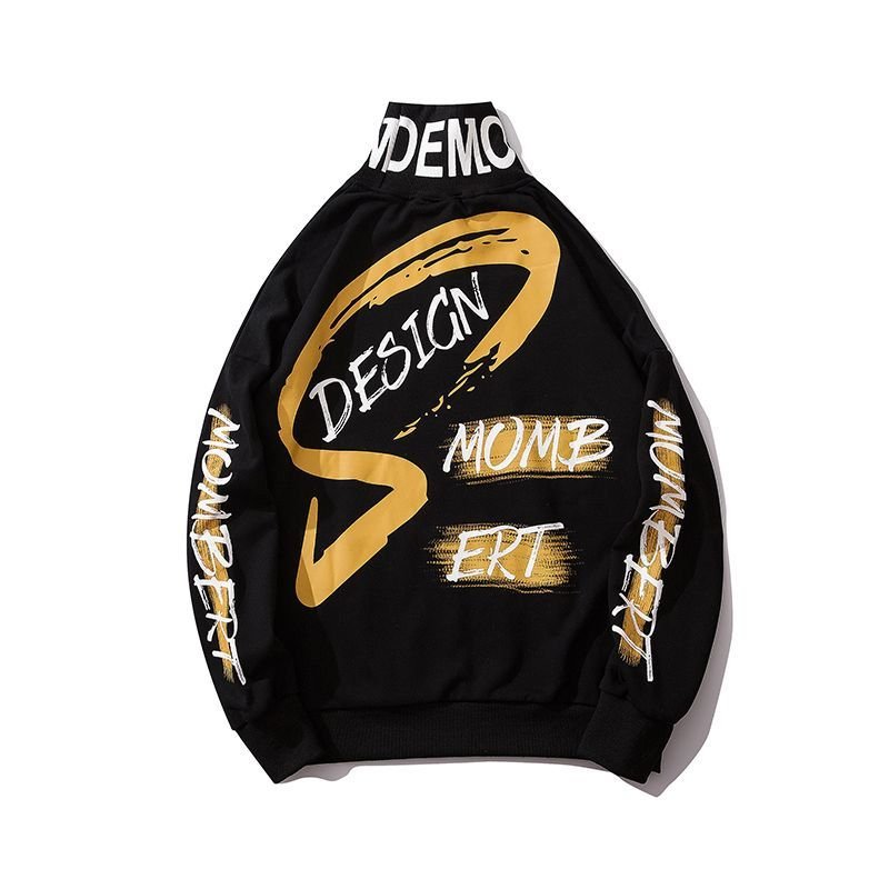 画像9: Men's Unisex letter printing high collar   pullover sweater   ユニセックス 男女兼用ハイネックレターロゴオーバーサイズ長袖スウェット トレーナー (9)