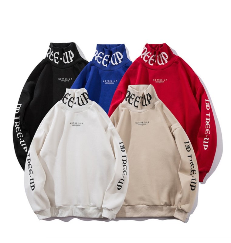 画像6: Men's Unisex letter printing high-necked pullover sweater   ユニセックス 男女兼用ハイネックレターロゴオーバーサイズ長袖スウェット トレーナー(1) (6)