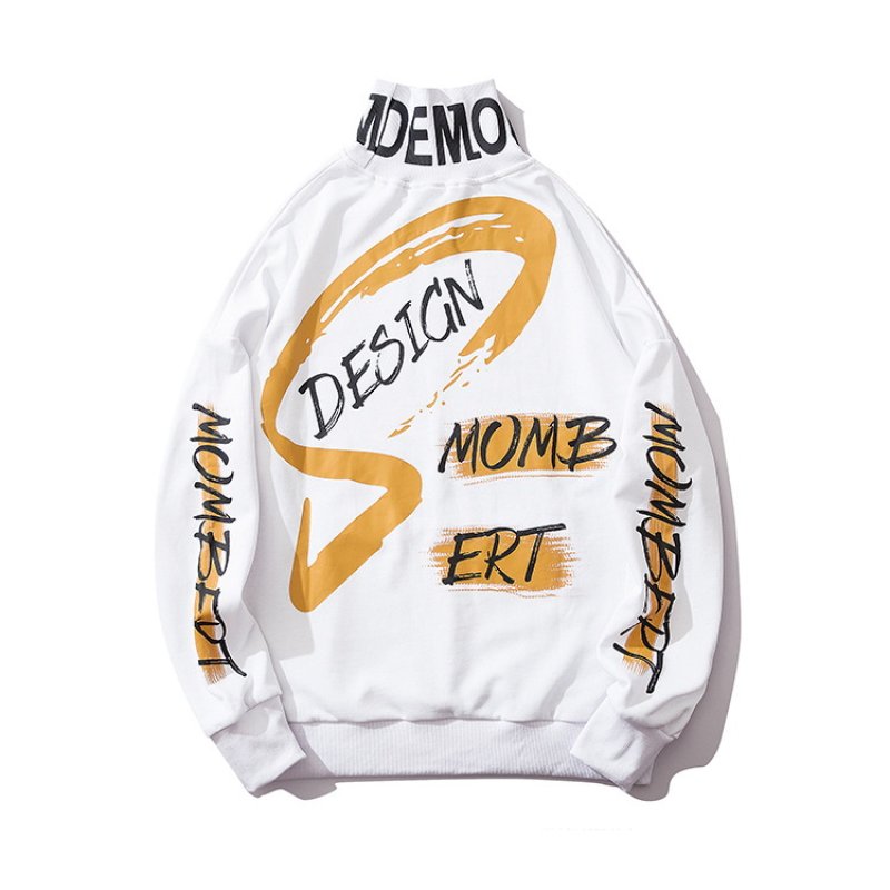 画像2: Men's Unisex letter printing high collar   pullover sweater   ユニセックス 男女兼用ハイネックレターロゴオーバーサイズ長袖スウェット トレーナー (2)