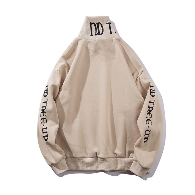 画像8: Men's Unisex letter printing high-necked pullover sweater   ユニセックス 男女兼用ハイネックレターロゴオーバーサイズ長袖スウェット トレーナー(1) (8)