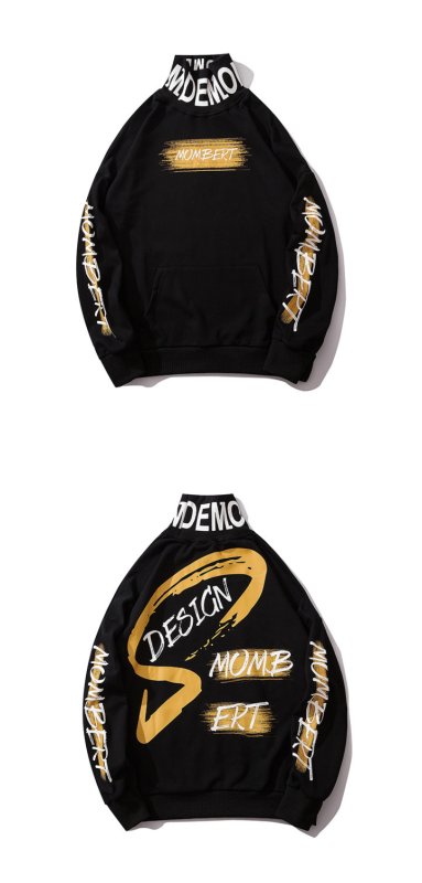 画像5: Men's Unisex letter printing high collar   pullover sweater   ユニセックス 男女兼用ハイネックレターロゴオーバーサイズ長袖スウェット トレーナー (5)