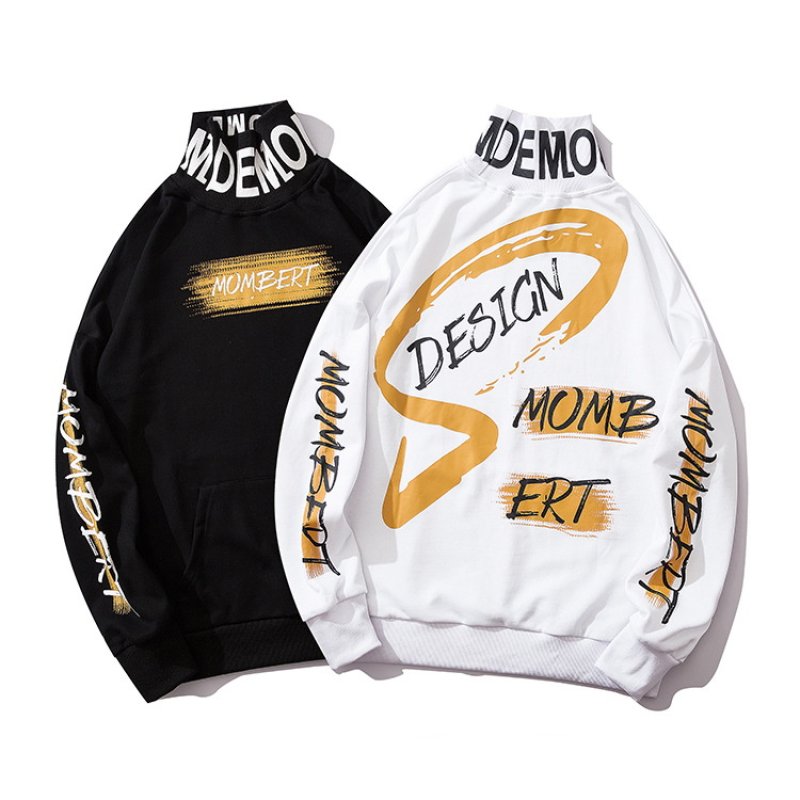 画像7: Men's Unisex letter printing high collar   pullover sweater   ユニセックス 男女兼用ハイネックレターロゴオーバーサイズ長袖スウェット トレーナー (7)