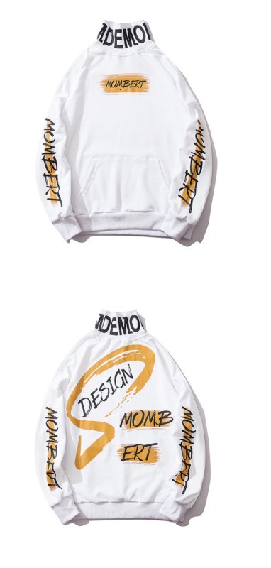 画像6: Men's Unisex letter printing high collar   pullover sweater   ユニセックス 男女兼用ハイネックレターロゴオーバーサイズ長袖スウェット トレーナー (6)