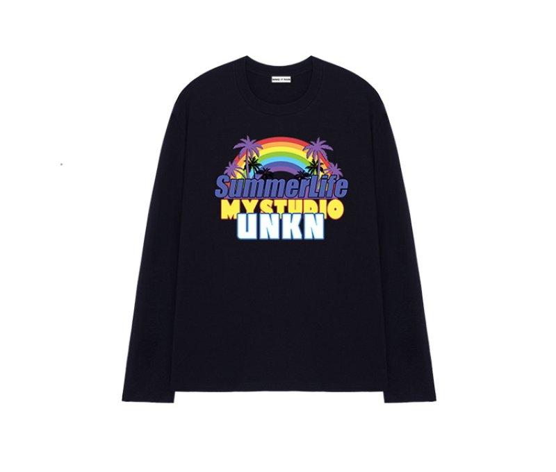 画像2: Men's Unisex  self-made personality lazy  long-sleeved T-shirt  oversize pullover sweater   ユニセックス 男女兼用レインボーオーバーサイズ長袖Tシャツ (2)