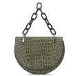 画像1: chain portable diagonal saddle  messenger shoulder  tote  bag クロコ柄サドルチェーントートショルダーハンドバッグ 　 (1)