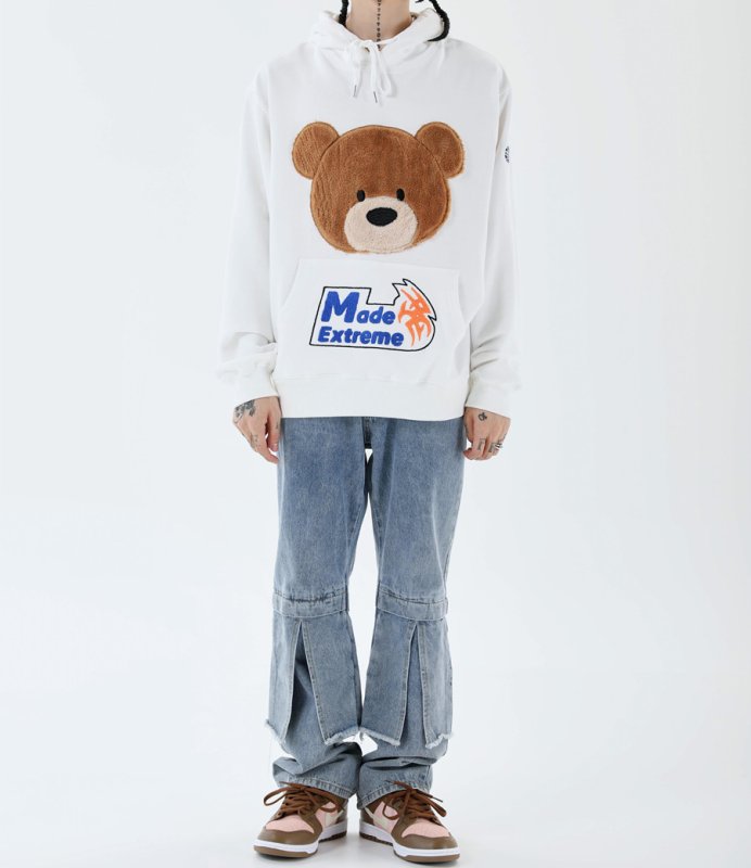 画像3: Men's Unisex  Fluffy bear hooded pullover sweater   ユニセックス 男女兼用モコモコふわふわベアー熊オーバーサイズ長袖フーディー パーカー スウェット トレーナー (3)