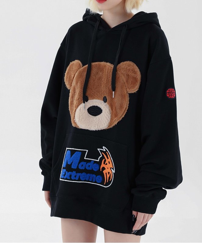 画像5: Men's Unisex  Fluffy bear hooded pullover sweater   ユニセックス 男女兼用モコモコふわふわベアー熊オーバーサイズ長袖フーディー パーカー スウェット トレーナー (5)