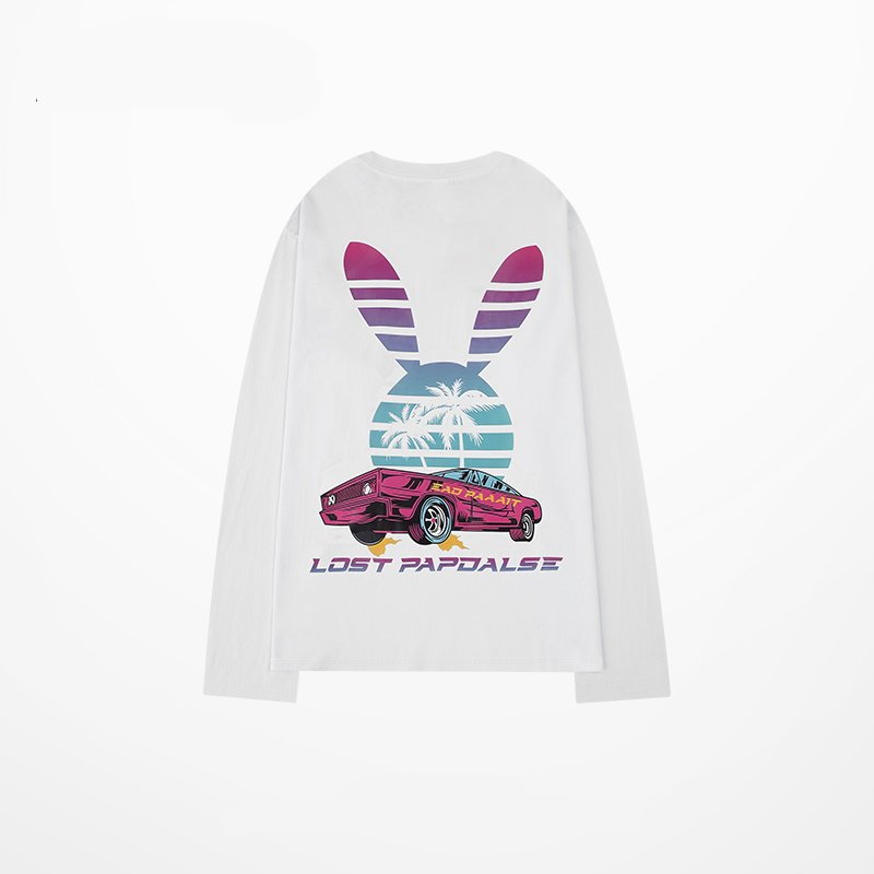 画像2: Men's Unisex  oversize cartoon graffiti round neck long-sleeved T-shirt  ユニセックス 男女兼用クラシックカーレトロオーバーサイズ長袖Tシャツ (2)