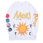 画像2: Men's Unisexoversize graffiti sun print long-sleeved T-shirt pullover sweater   ユニセックス 男女兼用オーバーサイズグラフィティサンプリント長袖Tシャツ. (2)
