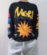 画像3: Men's Unisexoversize graffiti sun print long-sleeved T-shirt pullover sweater   ユニセックス 男女兼用オーバーサイズグラフィティサンプリント長袖Tシャツ. (3)