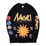 画像1: Men's Unisexoversize graffiti sun print long-sleeved T-shirt pullover sweater   ユニセックス 男女兼用オーバーサイズグラフィティサンプリント長袖Tシャツ. (1)