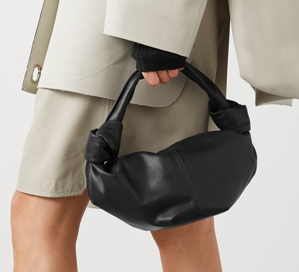 画像1: knotted handbag dumpling bag hand carry soft leather horns underarm bag 　ソフトレザーホーントートショルダーバックハンドバッグ　 (1)