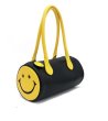 画像1: Smile tubular leather tote shoulder bag　スマイルラウンド筒形トートショルダーバックハンドバッグ　 (1)