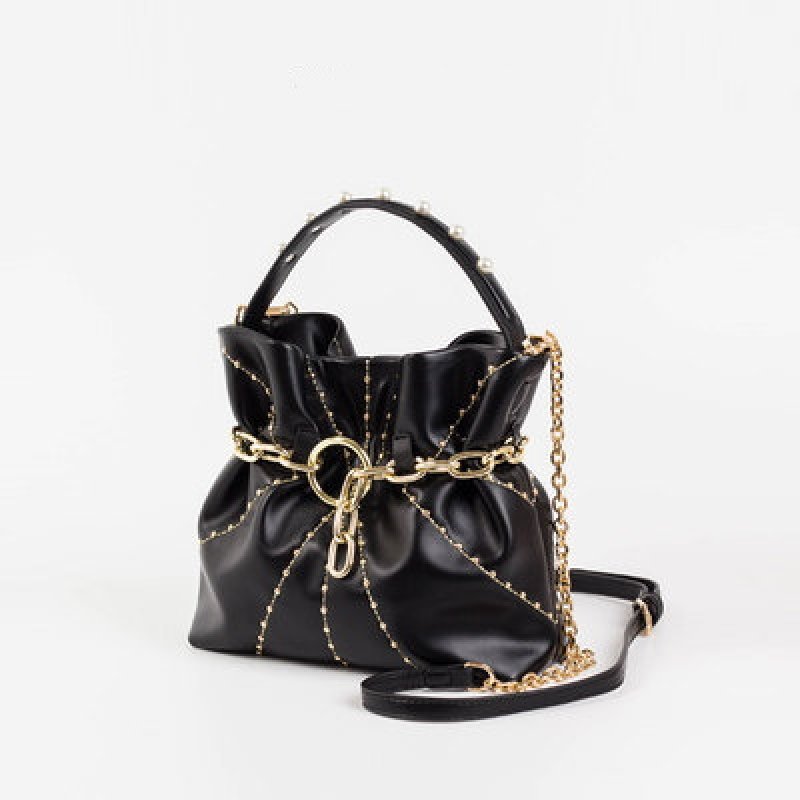 画像4: Pearl & Chain Bucket Tote Shoulder Bag　パール＆チェーンバケットトートショルダーバックハンドバッグ　 (4)