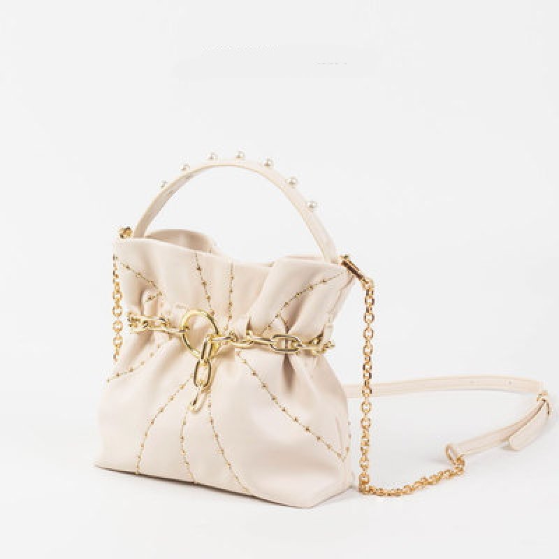 画像3: Pearl & Chain Bucket Tote Shoulder Bag　パール＆チェーンバケットトートショルダーバックハンドバッグ　 (3)