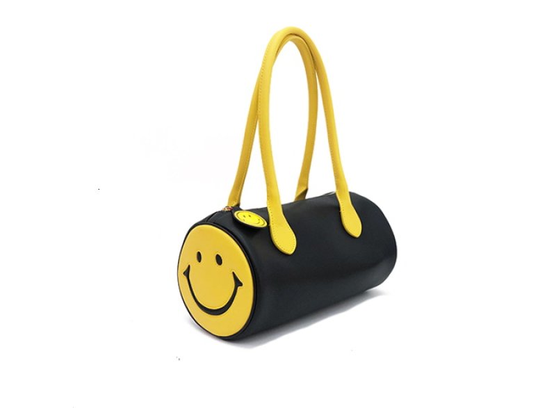 画像6: Leather Smile tubular leather tote shoulder bag 本革スマイルラウンド筒形トートショルダーバックハンドバッグ　 (6)