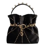 画像1: Pearl & Chain Bucket Tote Shoulder Bag　パール＆チェーンバケットトートショルダーバックハンドバッグ　 (1)