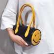 画像3: Smile tubular leather tote shoulder bag　スマイルラウンド筒形トートショルダーバックハンドバッグ　 (3)