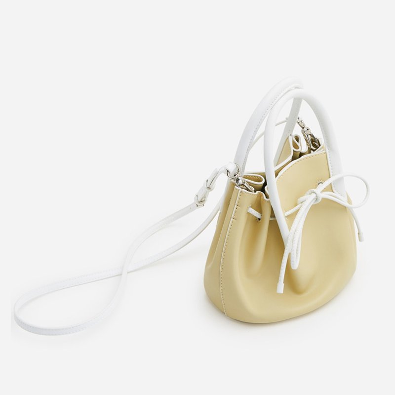 画像3:  drawstring bucket portable messenger bag ドローストリングレザーバケットバッグトトート ショルダーバック (3)