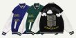 画像6: embroidery baseball uniform jacket  レザーカラーマッチングベースボールスタジアムジャンバー ジャケットユニセッ クス男女兼用 (6)