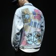 画像2: Tom & Jerry long-sleeved graffiti irregular printing loose  denim jacketmen and women loose denim jacket 　トム＆ジェリーペイントオーバーサイズデニムジャケットユニセッ クス男女兼用コート (2)