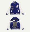 画像5: embroidery baseball uniform jacket  レザーカラーマッチングベースボールスタジアムジャンバー ジャケットユニセッ クス男女兼用 (5)