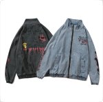 画像5:  graffiti irregular printing loose  denim jacket men and women loose denim jacket 　トム＆ジェリーペイントオーバーサイズデニムジップアップジャケットユニセッ クス男女兼用コート (5)