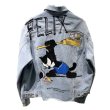 画像1: Men's FELIX paint graffiti men and womencouple denim jacket coat メンズ　ユニセックス 男女兼用 フィリックス・ザ・キャット グラフィック デニムジャケット Gジャン コート (1)