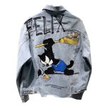 画像2: Men's FELIX paint graffiti men and womencouple denim jacket coat メンズ　ユニセックス 男女兼用 フィリックス・ザ・キャット グラフィック デニムジャケット Gジャン コート (2)