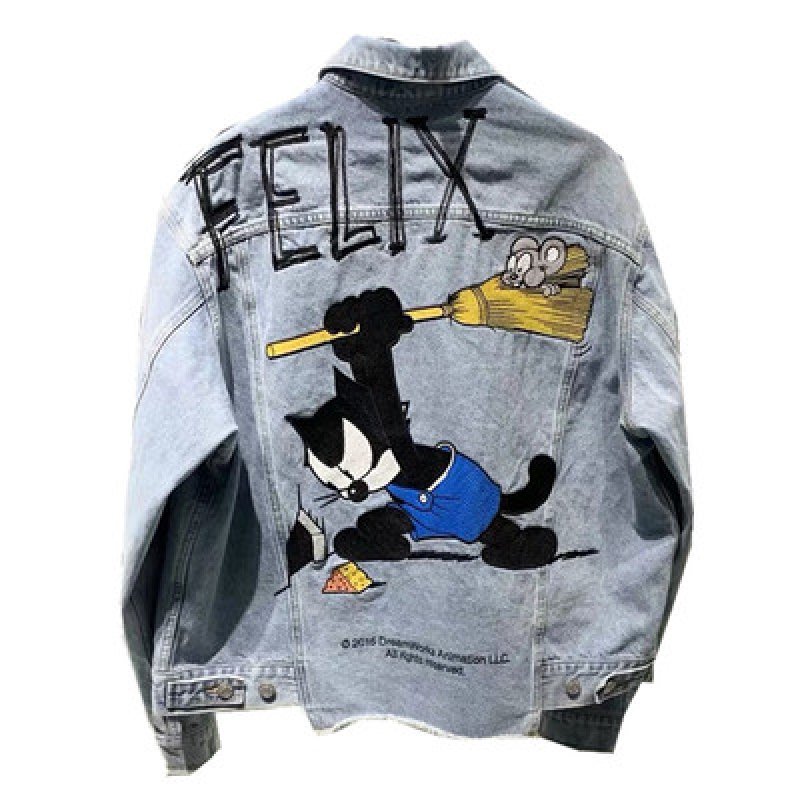 Men's FELIX paint graffiti men and womencouple denim jacket