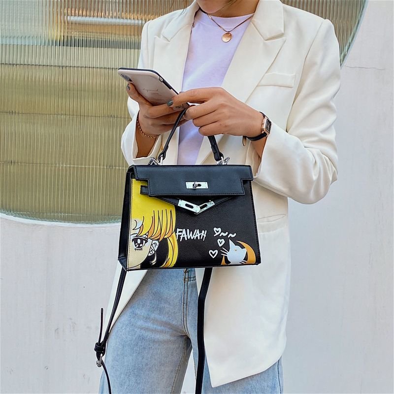 画像6: Comic print mini 2-way tote shoulder bag コミックプリントスモールシンプルトートショルダー2WAYバッグ (6)