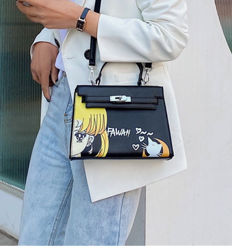 画像4: Comic print mini 2-way tote shoulder bag コミックプリントスモールシンプルトートショルダー2WAYバッグ (4)